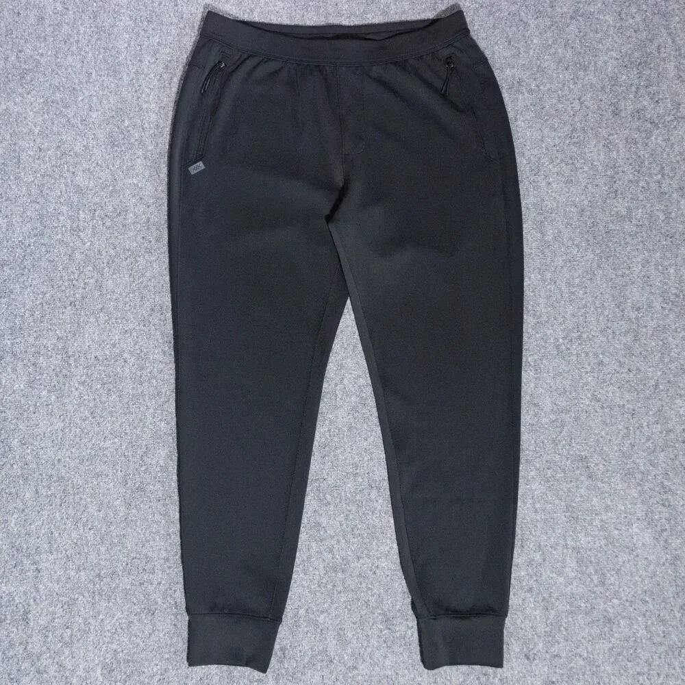Rhone Warm Up Tech Jogger Pants Men's Large Black Performance Stretch Zip Pocket